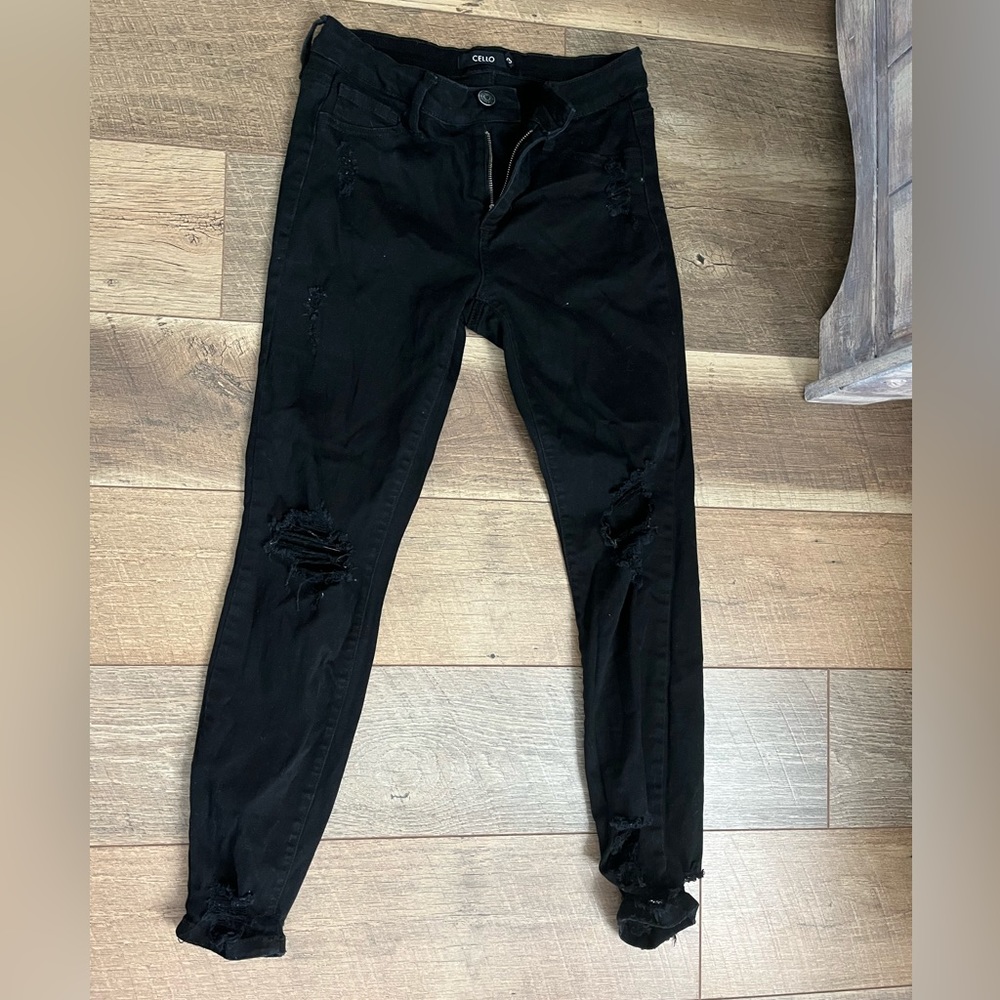 Cello Distressed Black Skinny Jeans